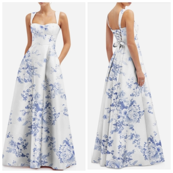Alfred Sung Floral Lace Up Dress - Picture 1 of 7